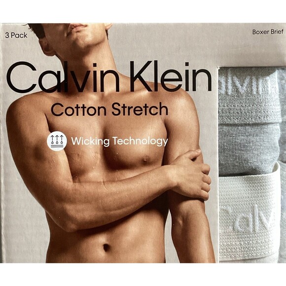 Calvin Klein 3-pack Mens Cotton Stretch Classic Fit Boxer Briefs XXL NEW - Picture 2 of 6